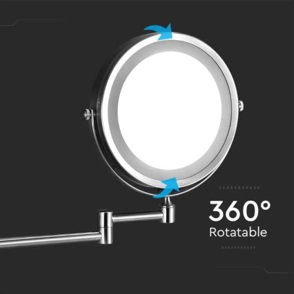 LED Стенно козметично огледало LED/3W/6V 4xAA IP44