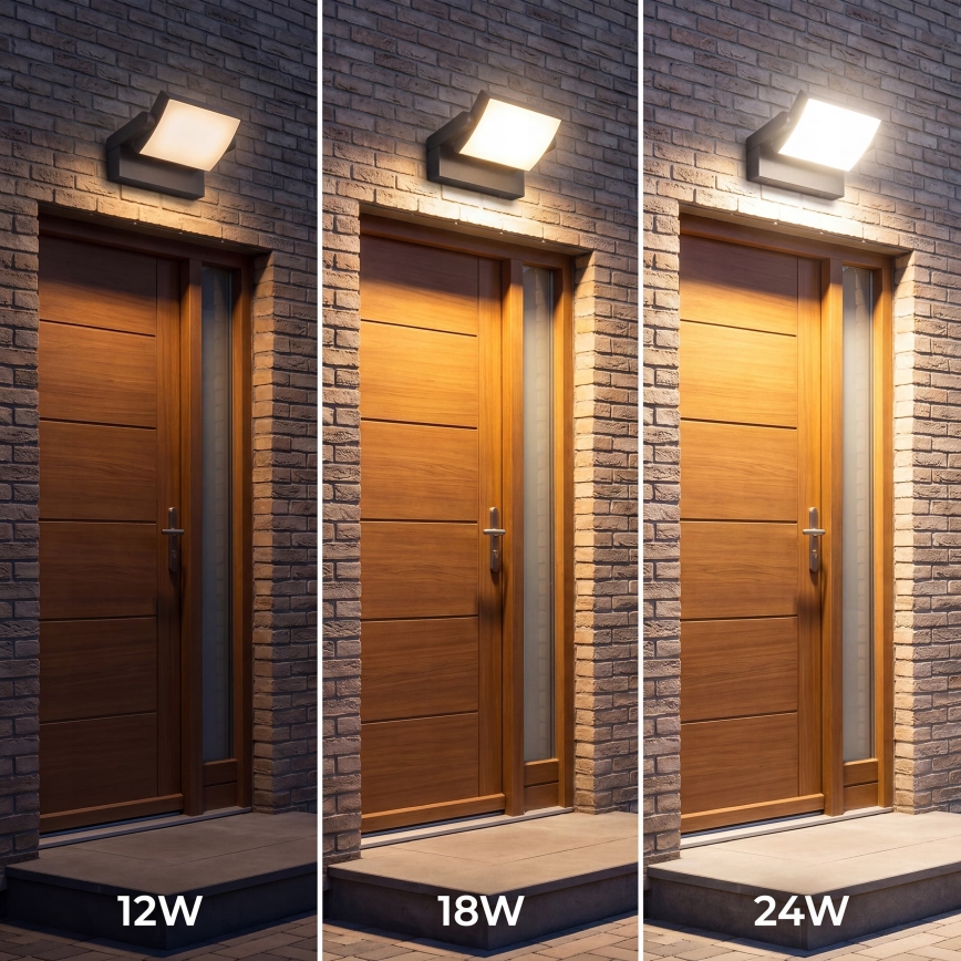 LED димируемо външно стенно осветително тяло LED/12/18/24W/230V 3000/4000/6500K IP54 черно