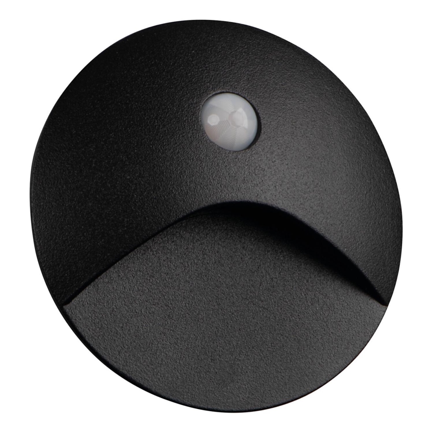 LED стълбищно осветително тяло със сензор за движение и сумрак EXIN LED/2,5W/230V 4000K IP65 черно кръгло