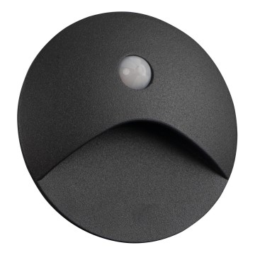 LED стълбищно осветително тяло със сензор за движение и за здрач EXIN LED/2,5W/230V 4000K IP65 антрацит кръгло