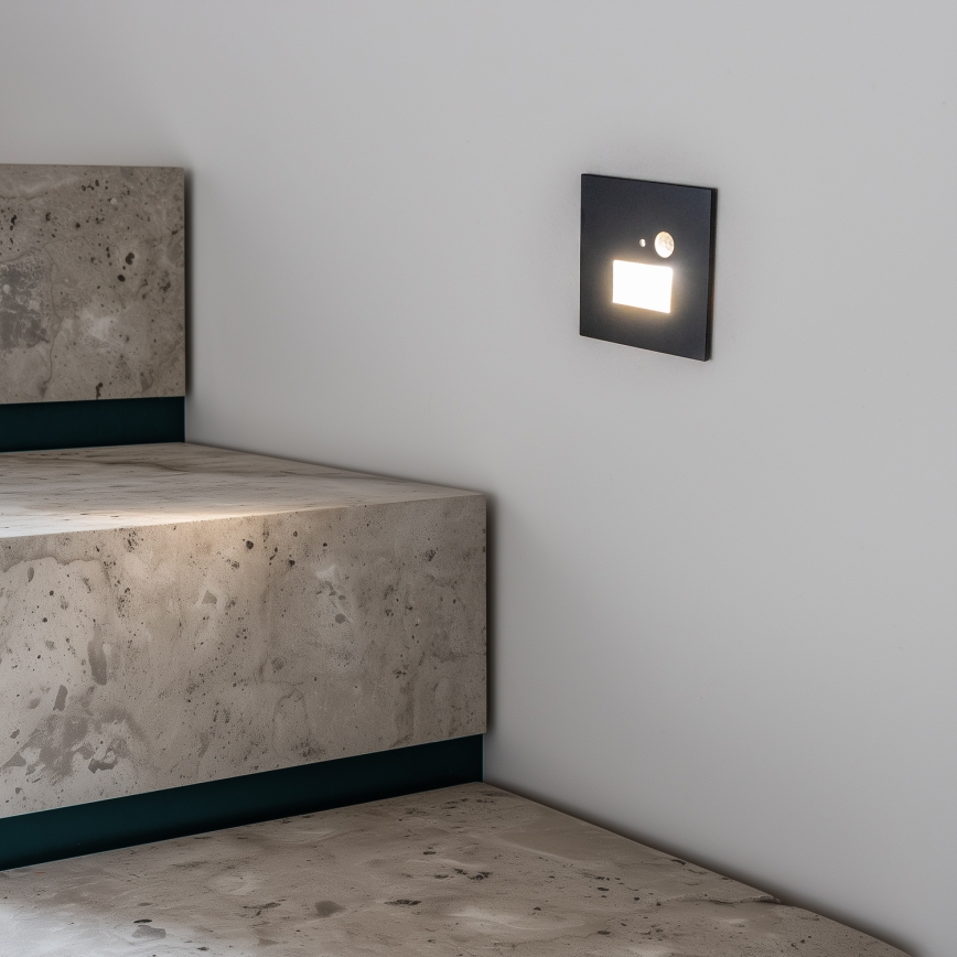 LED стълбищно осветително тяло със сензор за движение и сумрак LED/1,5W/230V 3000/4000/6000K антрацит