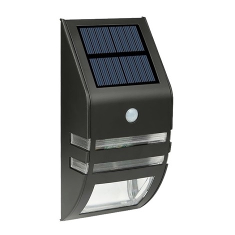 LED Соларен аплик със сензор LED/3,7V IP44 черен