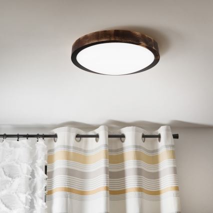 LED таванен осветител OAK SMOKY SLIM LED/20W/230V 4000K Ø 27 cm дъб/тъмно кафяво