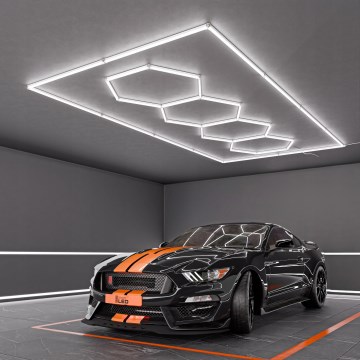 LED таванен плафон HEXAGON LED/384W/85-265V 6500K 484x243 cm CRI 90 IP54 бял