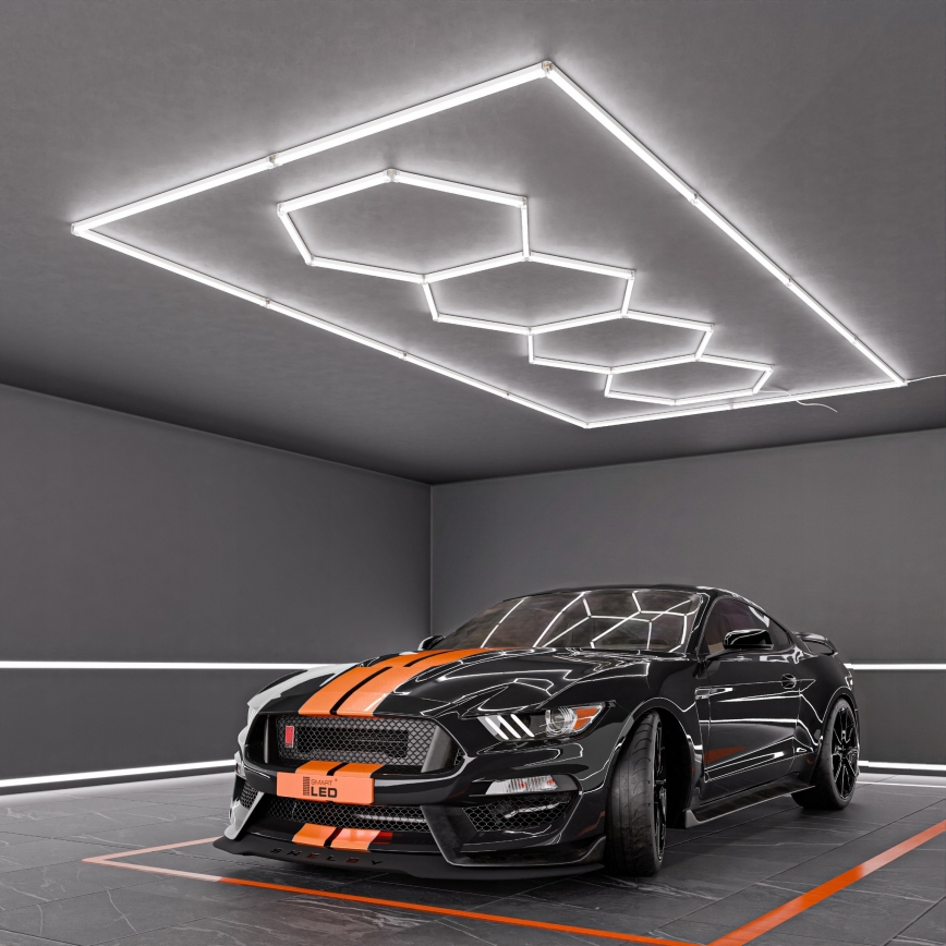 LED таванен плафон HEXAGON LED/384W/85-265V 6500K 484x243 cm CRI 90 IP54 бял