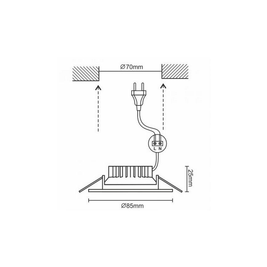 LED Таванна лампа за баня LED / 7W / 230V 4000K сребърна IP44
