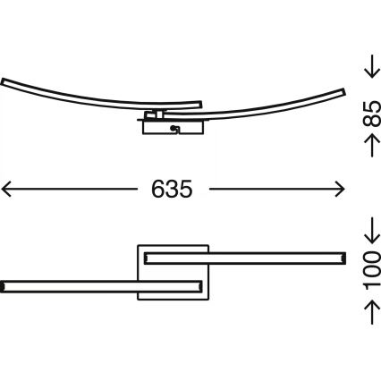 LED таванно осветително тяло 2xLED/6W/230V 3000K матов хром