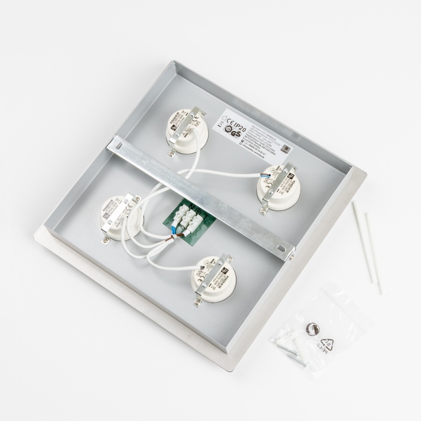 LED таванно осветително тяло 4xLED/5W/230V 3000K 28x28 см матов хром