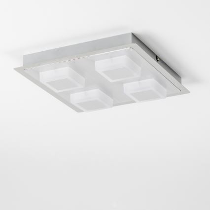 LED таванно осветително тяло 4xLED/5W/230V 3000K 28x28 см матов хром
