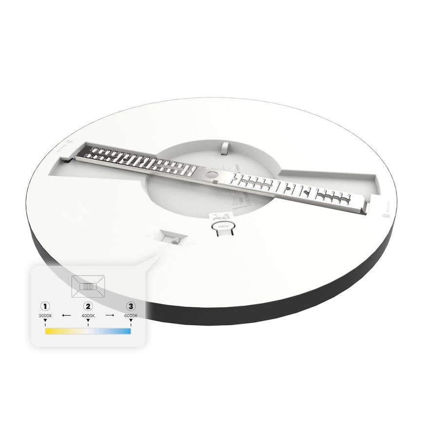LED таванно осветително тяло EVORA, 24W, 230V, 3000/4000/6000K, Ø 30 см, черно