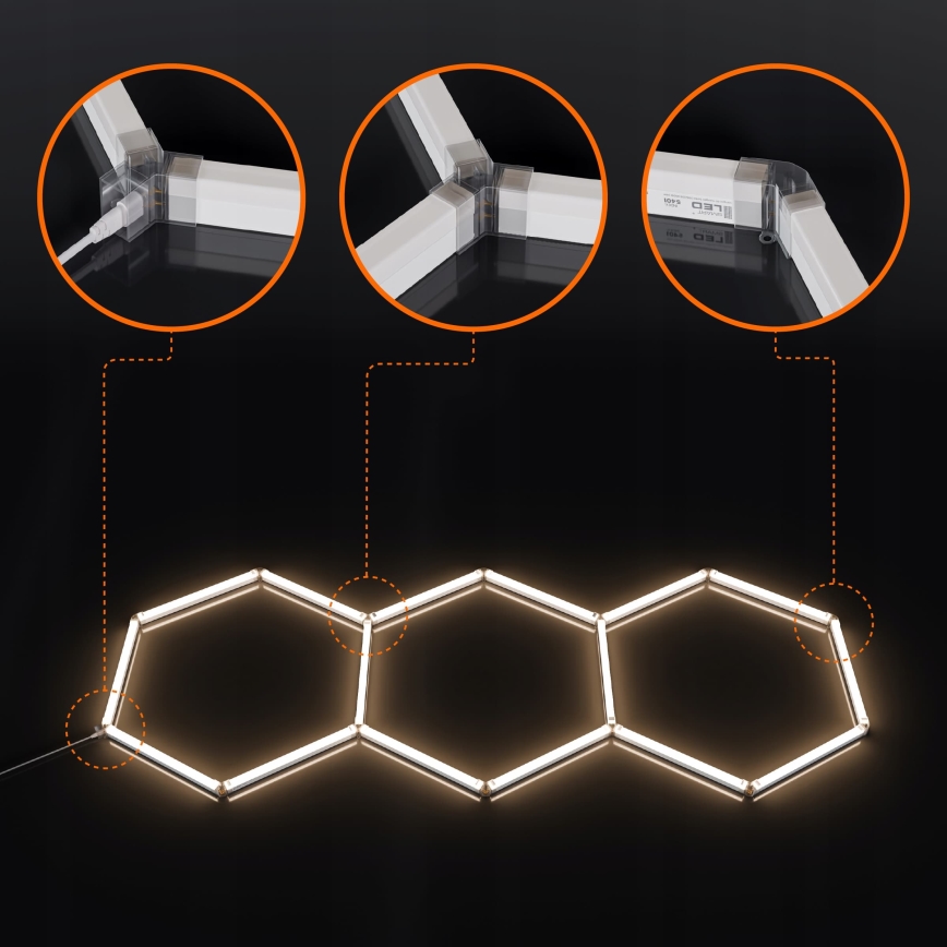 LED таванно осветително тяло HEXAGON LED/128W/85-265V 4000K 248x97 cm CRI 90 IP54 бял