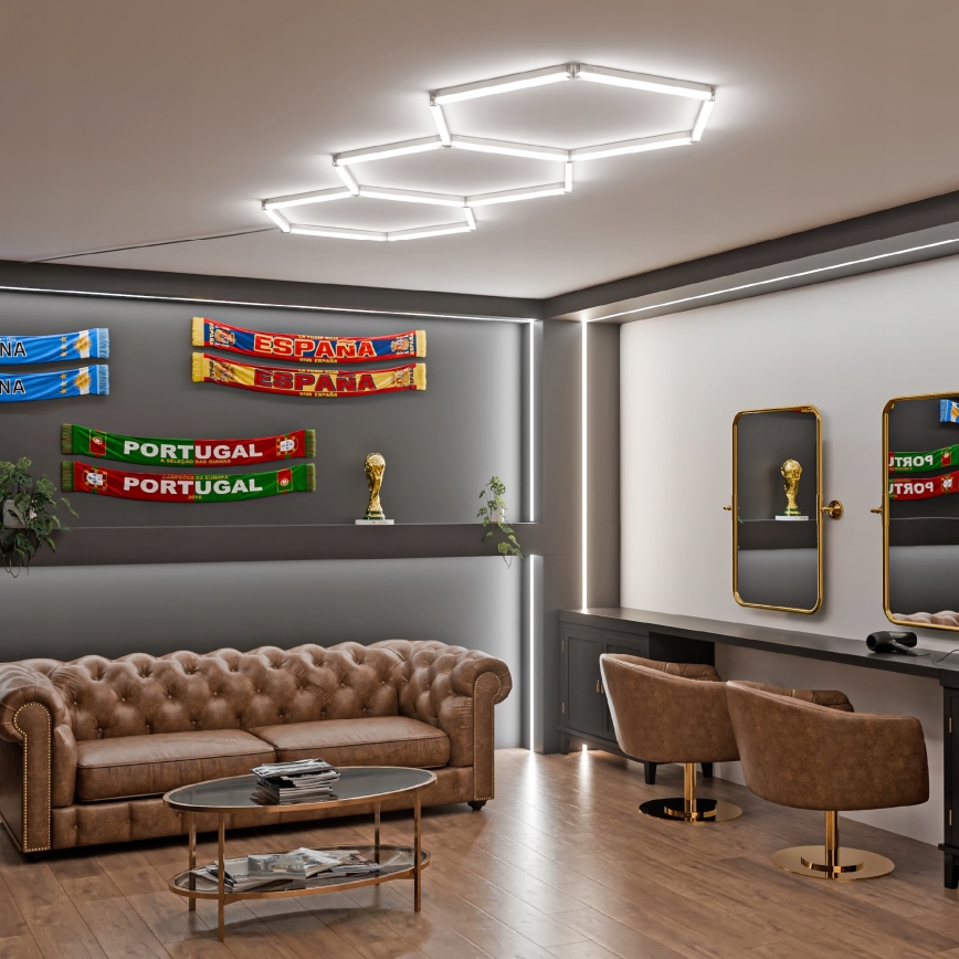 LED таванно осветително тяло HEXAGON LED/128W/85-265V 6000K 248x97 cm CRI 90 IP54 бяло