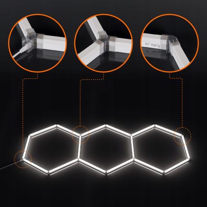 LED таванно осветително тяло HEXAGON LED/128W/85-265V 6000K 248x97 cm CRI 90 IP54 бяло