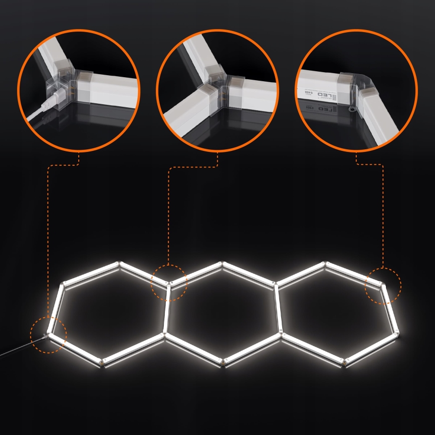 LED таванно осветително тяло HEXAGON LED/128W/85-265V 6000K 248x97 cm CRI 90 IP54 бяло
