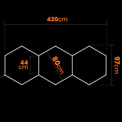 LED таванно осветително тяло HEXAGON LED/128W/85-265V 6000K 248x97 cm CRI 90 IP54 бяло