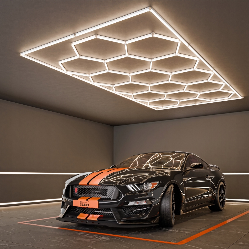 LED таванно осветително тяло HEXAGON LED/696W/85-265V 4000K 484x243 cm CRI 90 IP54 бяло