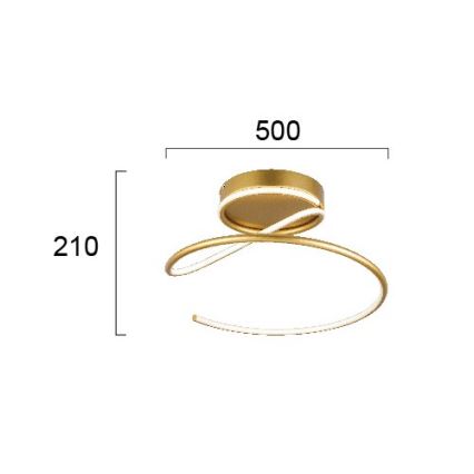 LED таванно осветително тяло JILL LED/27W/230V Ø 50 см златисто