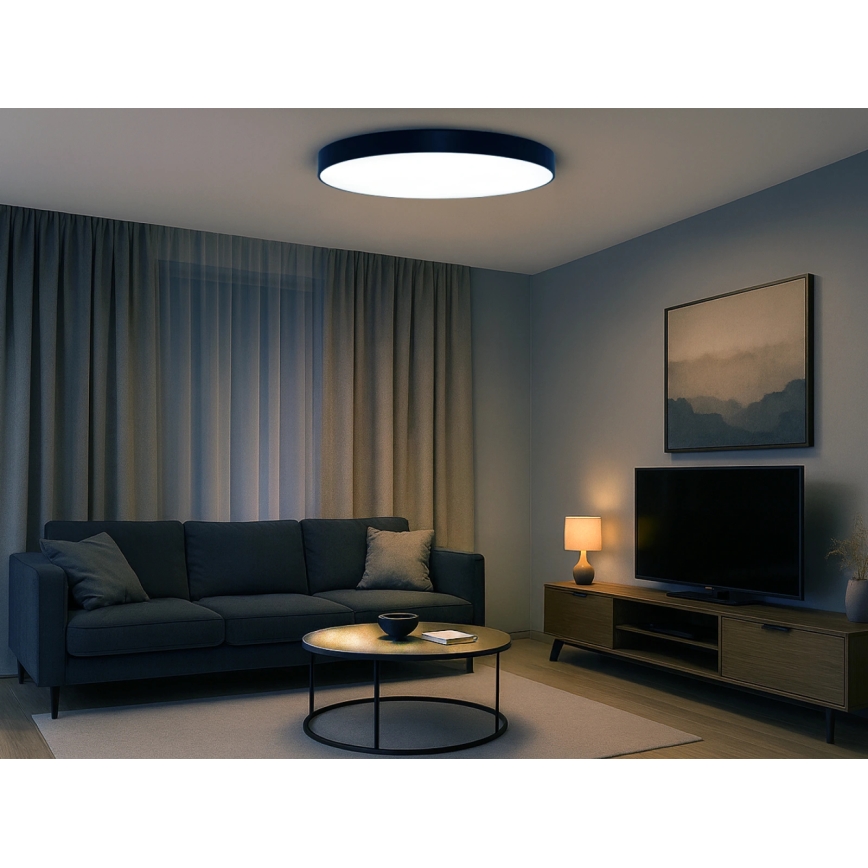 LED таванно осветително тяло LED/200W/230V 3000/4000/6500K, диаметър 100 см, черно