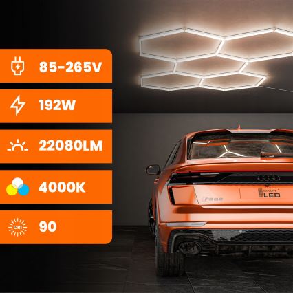 LED таванно осветително тяло HEXAGON LED/240W/85-265V 4000K 298x209 cm CRI 90 IP44 бяло