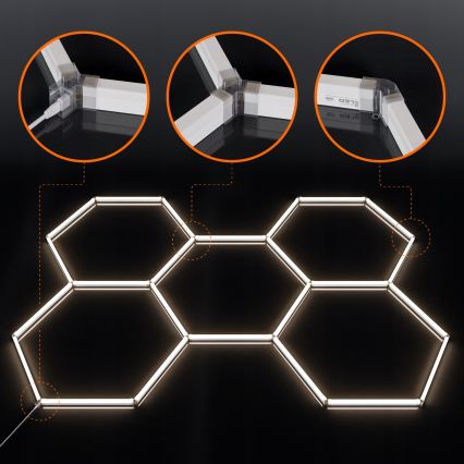 LED таванно осветително тяло HEXAGON LED/240W/85-265V 4000K 298x209 cm CRI 90 IP44 бяло
