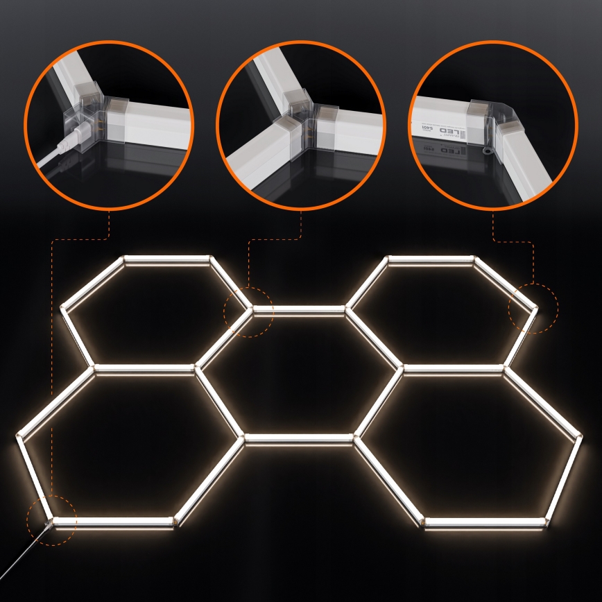LED таванно осветително тяло HEXAGON LED/240W/85-265V 4000K 298x209 cm CRI 90 IP44 бяло