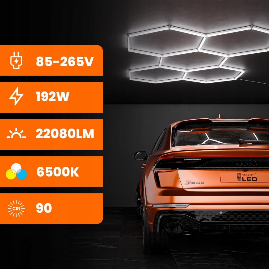 LED таванно осветително тяло HEXAGON LED/240W/85-265V 6500K 298x209 cm CRI 90 IP44 бяло