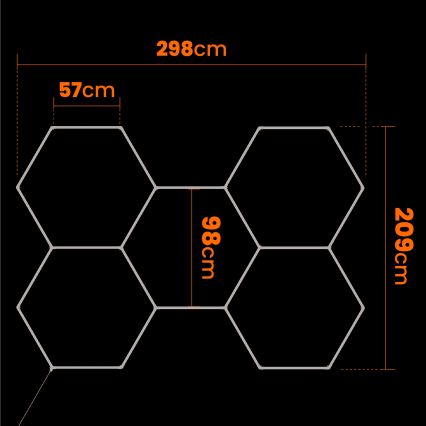 LED таванно осветително тяло HEXAGON LED/240W/85-265V 6500K 298x209 cm CRI 90 IP44 бяло