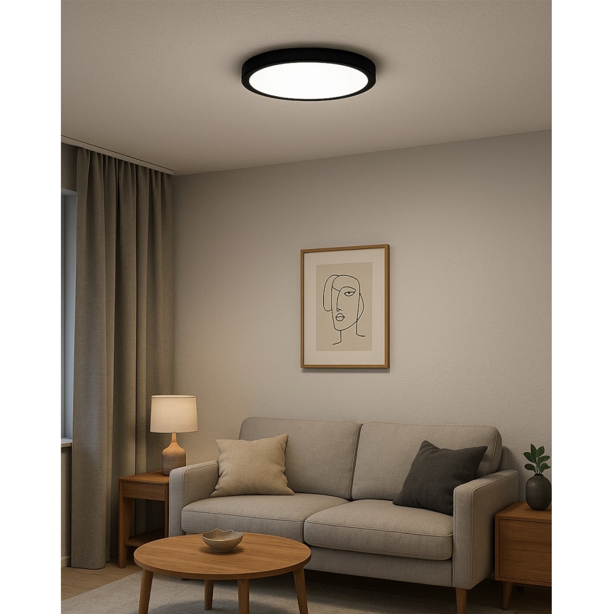 LED таванно осветително тяло LED/32W/230V 3000/4000/6500K Ø 40 cm черно