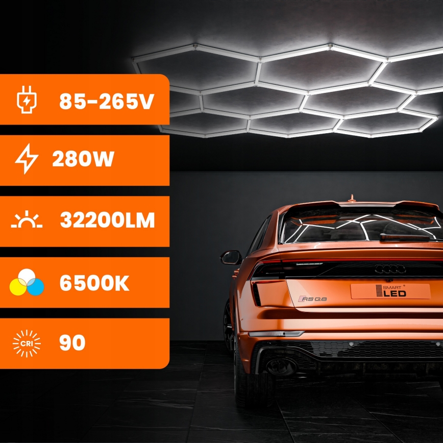 LED таванно осветително тяло HEXAGON LED/350W/85-265V 6500K 313x298 см CRI 90 IP44 бяло