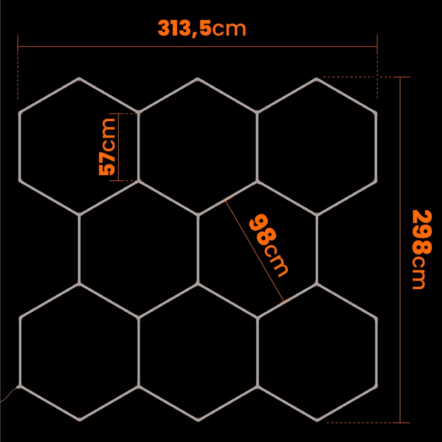 LED таванно осветително тяло HEXAGON LED/350W/85-265V 6500K 313x298 см CRI 90 IP44 бяло