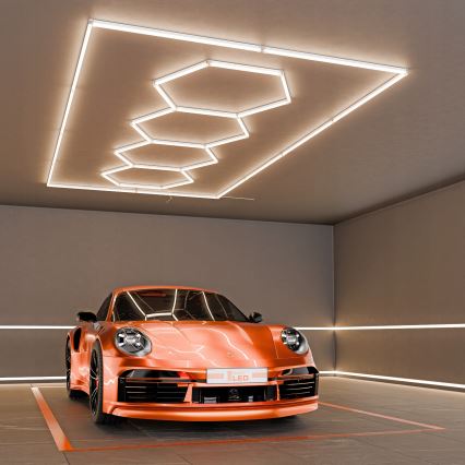 LED таванно осветително тяло HEXAGON LED/384W/85-265V 4000K 484x243 cm CRI 90 IP54 бяло