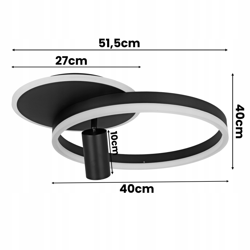 LED таванно осветително тяло LED/38W/230V + 1xGU10/30W черно