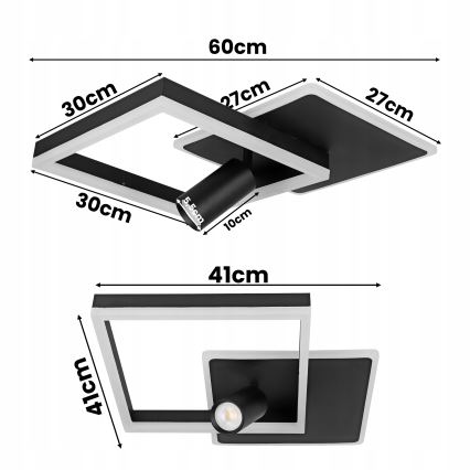 LED таванно осветително тяло LED/38W/230V + 1xGU10/30W черно