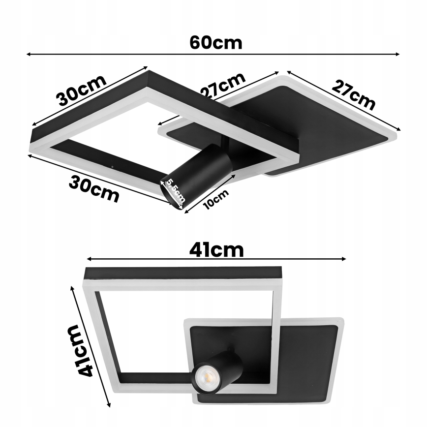 LED таванно осветително тяло LED/38W/230V + 1xGU10/30W черно