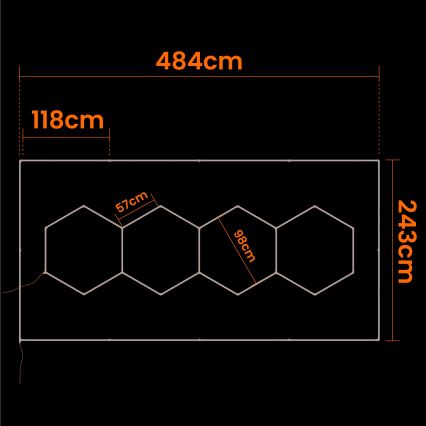 LED таванен плафон HEXAGON LED/426W/85-265V 4000K 484x243 cm CRI 90 IP44 бял
