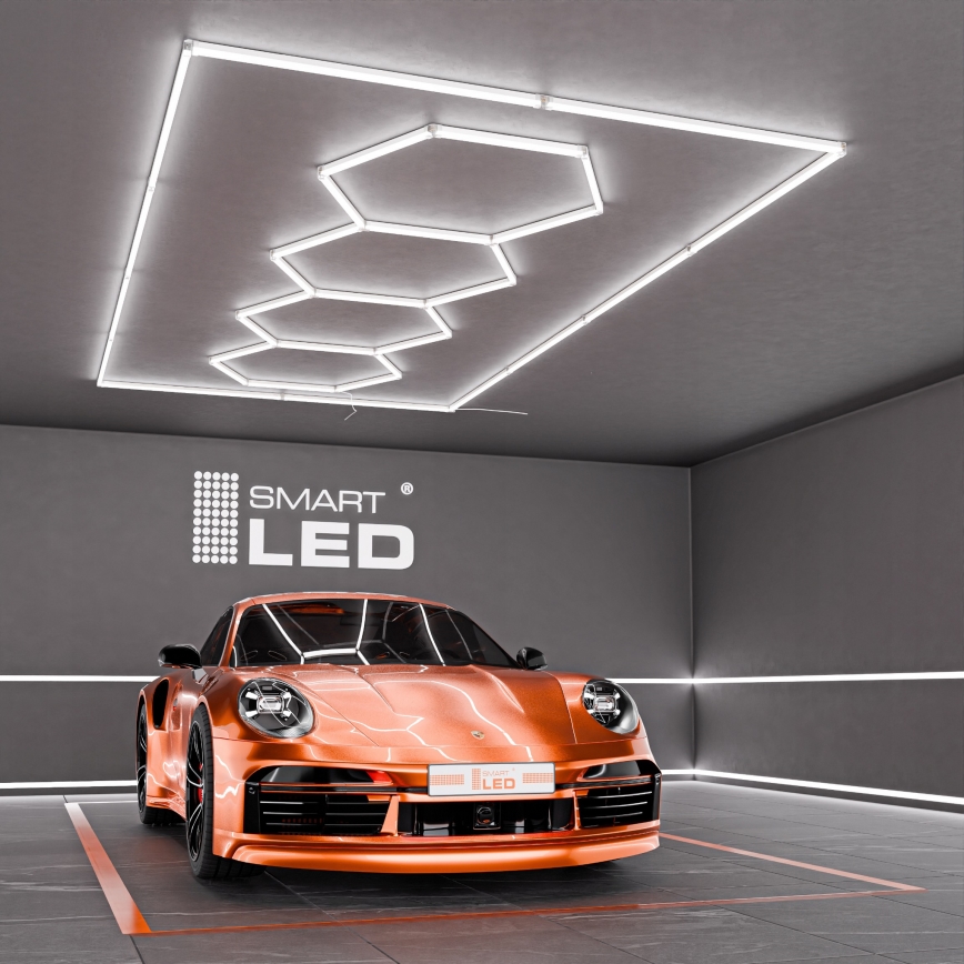 LED таванно осветително тяло HEXAGON LED/426W/85-265V 6500K 484x243 см CRI 90 IP44 бяло