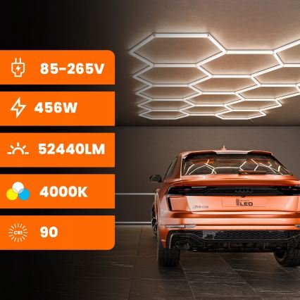 LED таванно осветително тяло HEXAGON LED/570W/85-265V 4000K 522x298 cm CRI 90 IP44 бяло