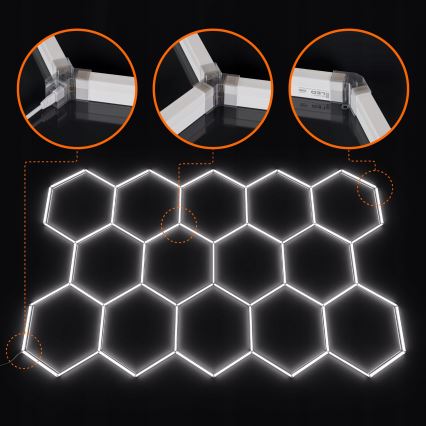 LED таванно осветително тяло HEXAGON LED/570W/85-265V 4000K 522x298 cm CRI 90 IP44 бяло