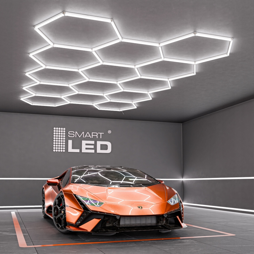 LED таванно осветително тяло HEXAGON LED/570W/85-265V 6500K 522x298 см CRI 90 IP44 бяло