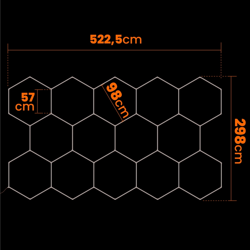 LED таванно осветително тяло HEXAGON LED/570W/85-265V 6500K 522x298 см CRI 90 IP44 бяло