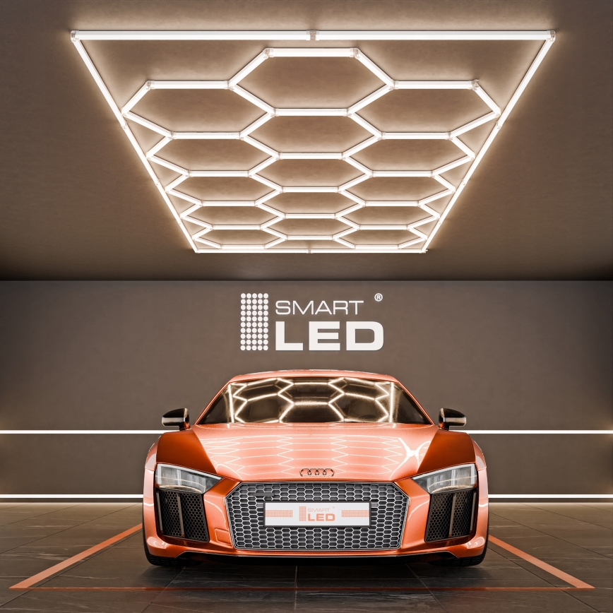 LED таванно осветително тяло HEXAGON LED/696W/85-265V 4000K 484x243 cm CRI 90 IP44 бяло