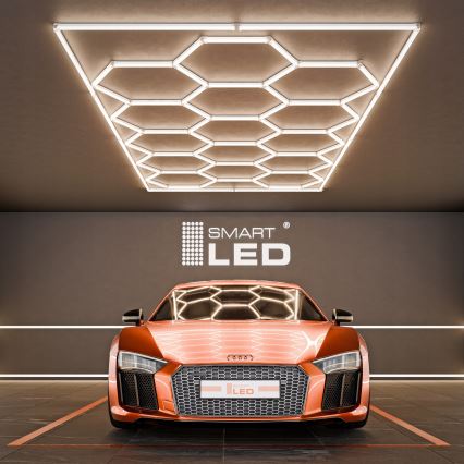 LED таванно осветително тяло HEXAGON LED/696W/85-265V 4000K 484x243 cm CRI 90 IP54 бяло