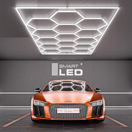 LED таванно осветително тяло HEXAGON LED/696W/85-265V 6500K 484x243 cm CRI 90 IP44 бяло