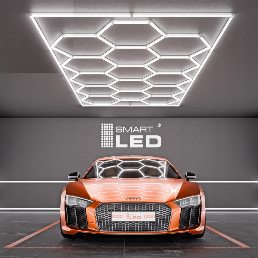 LED таванно осветително тяло HEXAGON LED/696W/85-265V 6500K 484x243 cm CRI 90 IP44 бяло