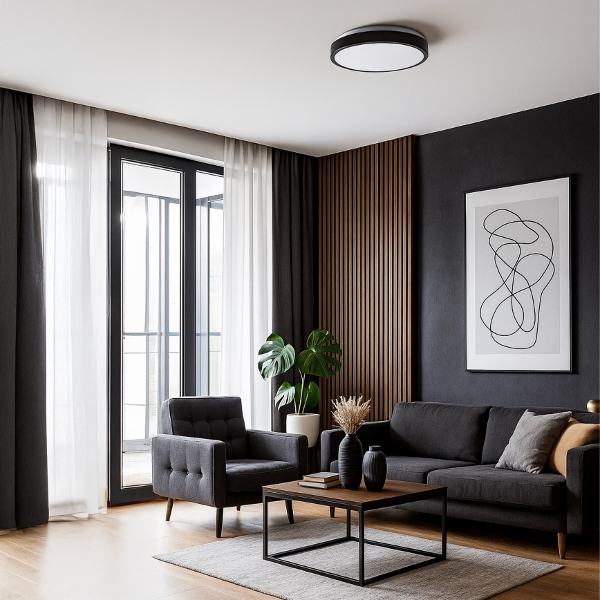 LED таванно осветително тяло LIBRA LED/15W/230V 4000K Ø 29 см черно