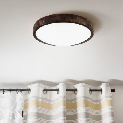 LED таванно осветително тяло OAK SMOKY SLIM LED/36W/230V 4000K Ø 37 см дъб/тъмно кафяво