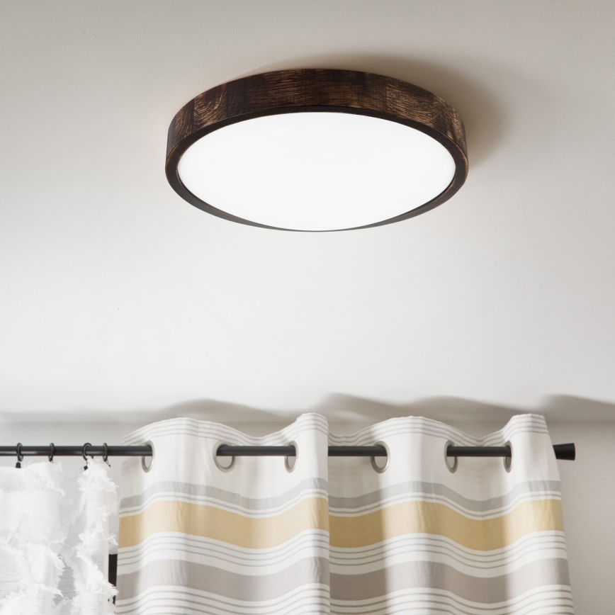 LED таванно осветително тяло OAK SMOKY SLIM LED/36W/230V 4000K Ø 37 см дъб/тъмно кафяво