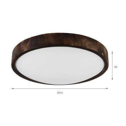 LED таванно осветително тяло OAK SMOKY SLIM LED/36W/230V 4000K Ø 37 см дъб/тъмно кафяво