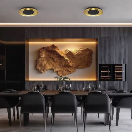 LED таванно осветително тяло PIATTINO LED/30W/230V 3000/4000/6000K Ø 40 см черно/златисто