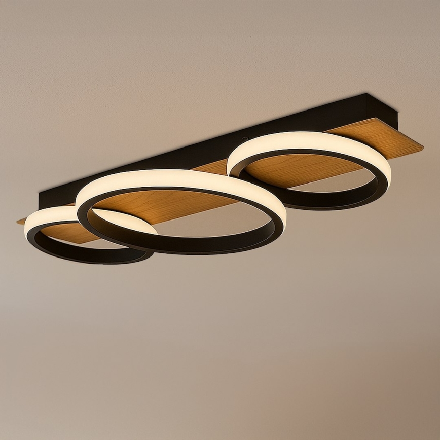 LED таванно осветително тяло ROWENA LED/18W/230V черно/кафяво